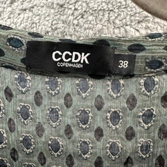 CCDK Copenhagen Size 38 (US 8) Sheer Tunic Top Multicolor Button Collar Boho - Picture 4 of 13